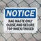 Signmission Rag Waste Only Close And Secure Top When Finished, 10 in W x Rectangle, Plastic OS-2PACK-NS-P-710-L-17972 - alternate 8